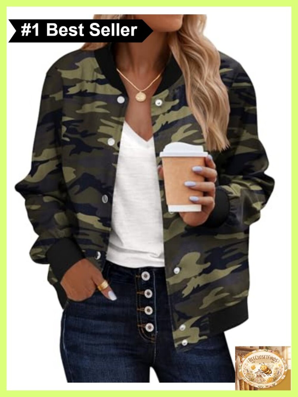 Lightweight Bomber Jacket Button Down Long Sleeve Casual Loose Fit Outerwear